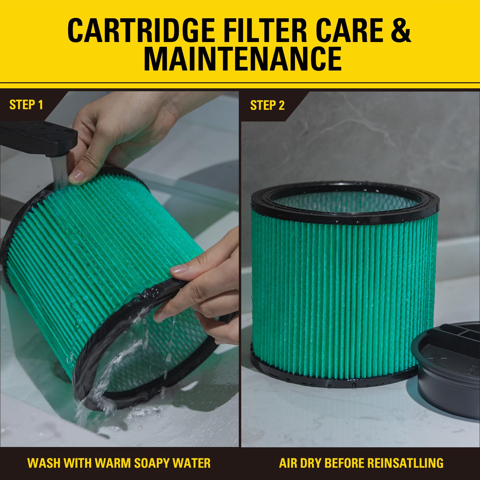 Stanley 08-2566H HEPA Cartridge Filter – Fits Most 5–18 Gallon Wet